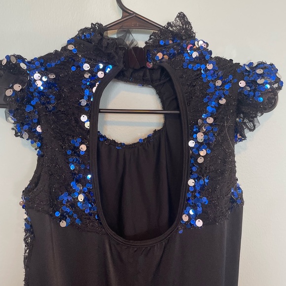 SOLD ♥️ Costume Gallery blue and black sequin high-low dance costume - Picture 5 of 9